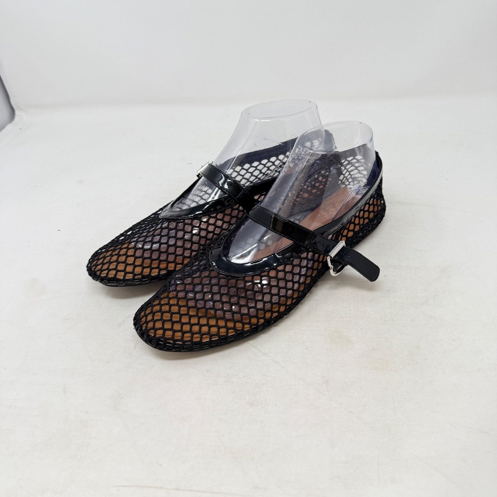Unbranded Mesh Mary Jane Flats Black 8.5 Fishnet Patent Trim Buckle Strap Chic